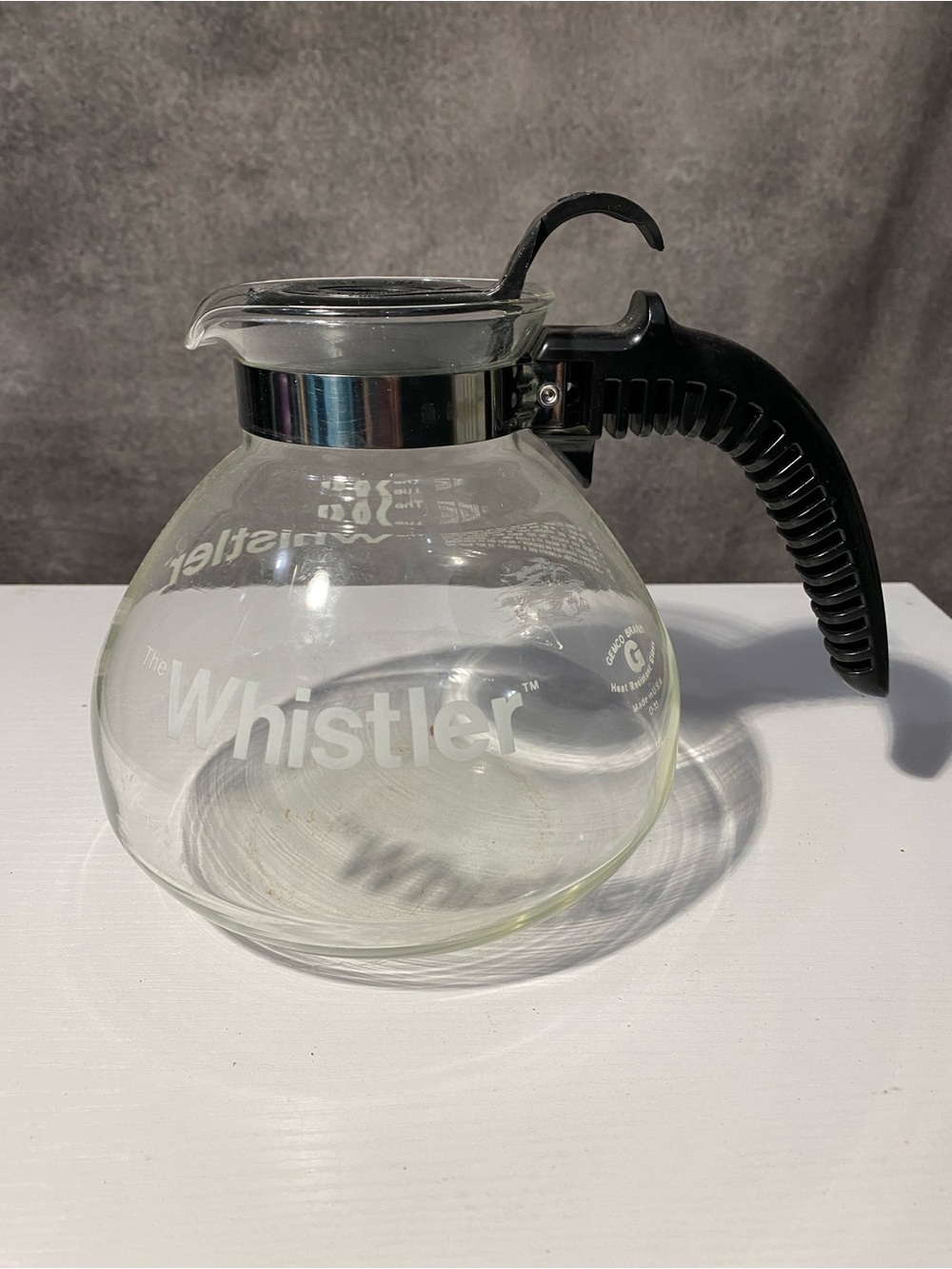 VTG Gemco The Whistler Glass Kettle 8 Cup Stove Top Coffee Tea Pot Carafe USA